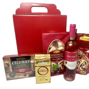 Pachet cadou Cherry elegant cu vin roze Cramele Recaș
