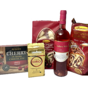Pachet cadou Cherry elegant cu vin roze Cramele Recaș